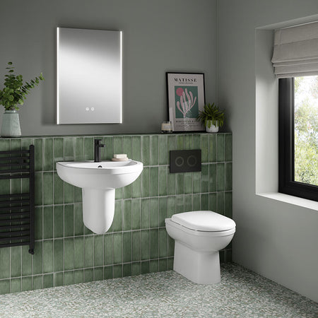 Nuie Ivo Basin & Semi Pedestal (2 styles, 1 size, White) - Brand New Bathrooms