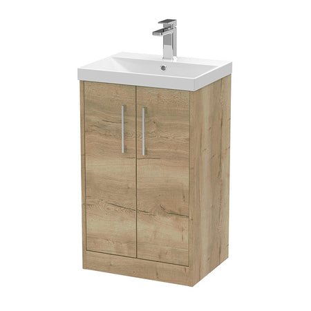 Hudson Reed Juno Floor Standing Double Door 500mm Vanity & Thin-Edge 1 Tap Hole Polymarble Basin (1 size, 3 colours) - Brand New Bathrooms