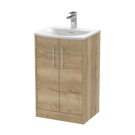 Hudson Reed Juno Floor Standing Double Door 500mm Vanity & Curved 1 Tap Hole Vitreous China Basin (1 size, 3 colours) - Brand New Bathrooms