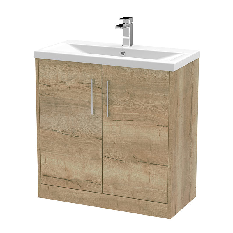 Hudson Reed Juno Floor Standing Double Door 800mm Vanity & Curved 1 Tap Hole Vitreous China Basin (1 size, 5 colours) - Brand New Bathrooms