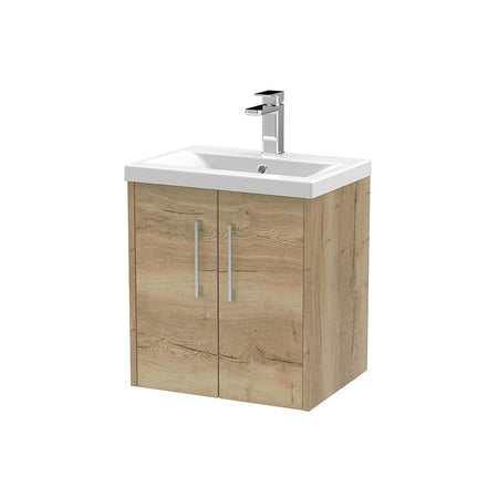 Hudson Reed Juno Wall Hung Double Door 500mm Vanity & Mid-Edge 1 Tap Hole Vitreous China Basin (1 size, 5 colours) - Brand New Bathrooms