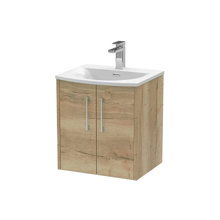 Hudson Reed Juno Wall Hung Double Door 500mm Vanity & Curved 1 Tap Hole Vitreous China Basin (1 size, 5 colours) - Brand New Bathrooms