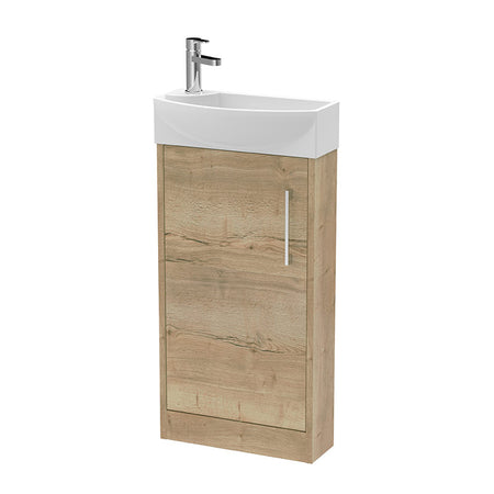 Hudson Reed Juno Compact Floor Standing Single Door 440mm Unit & 1 Tap Hole Ceramic Right Hand Basin (1 size, 5 colours) - Brand New Bathrooms