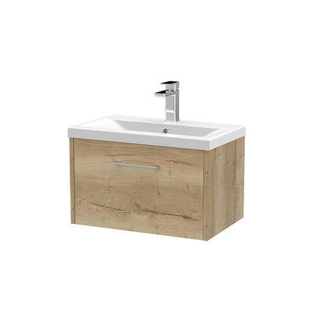 Hudson Reed Juno Wall Hung Single Drawer 600mm Vanity & Mid-Edge 1 Tap Hole Vitreous China Basin (1 size, 5 colours) - Brand New Bathrooms