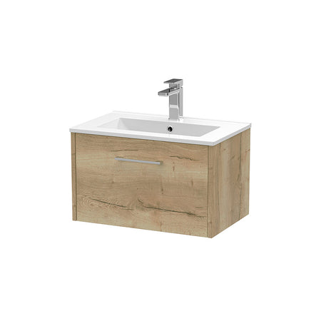 Hudson Reed Juno Wall Hung Single Drawer 600mm Vanity & Minimalist 1 Tap Hole Vitreous China Basin (1 size, 5 colours) - Brand New Bathrooms