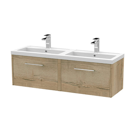 Hudson Reed Juno Wall Hung Double Drawer 1200mm Vanity & Double Polymarble Basin (1 size, 5 colours) - Brand New Bathrooms