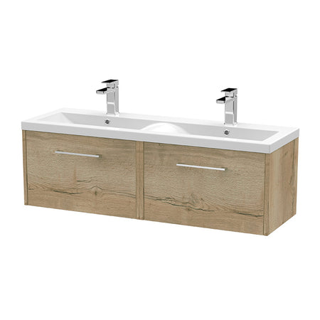 Hudson Reed Juno Wall Hung Double Drawer 1200mm Vanity & Double Vitreous China Basin (1 size, 5 colours) - Brand New Bathrooms