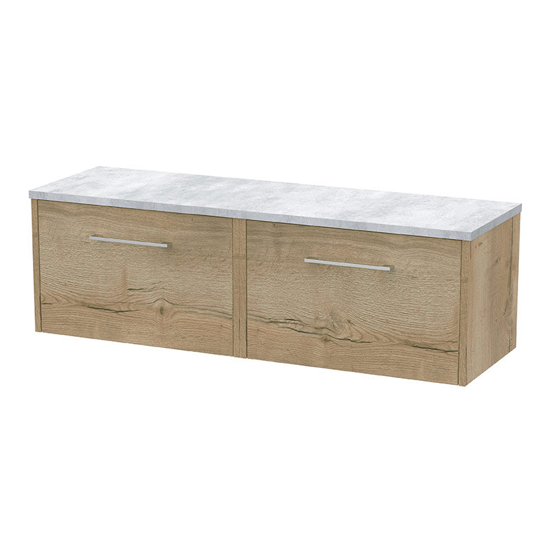 Hudson Reed Juno Wall Hung Double Drawer 1200mm Vanity & Laminate Worktop (1 size, 5 colours) - Brand New Bathrooms