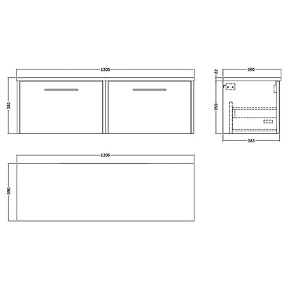 Hudson Reed Juno Wall Hung Double Drawer Vanity & Laminate Worktop (1 size, 5 colours) - Brand New Bathrooms