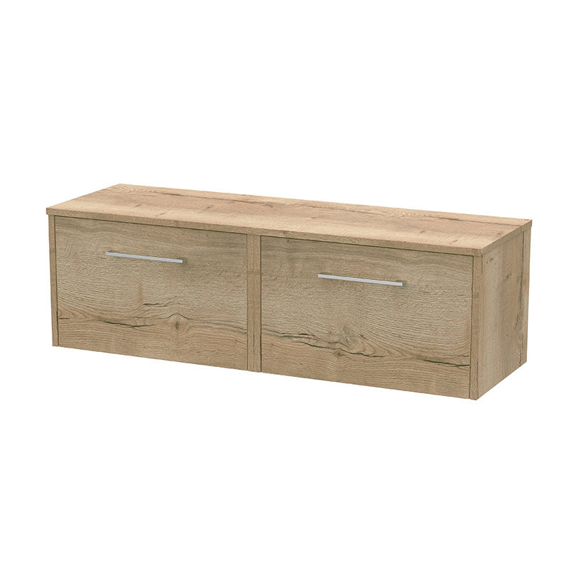 Hudson Reed Juno Wall Hung Double Drawer 1200mm Vanity & Worktop (1 size, 5 colours) - Brand New Bathrooms