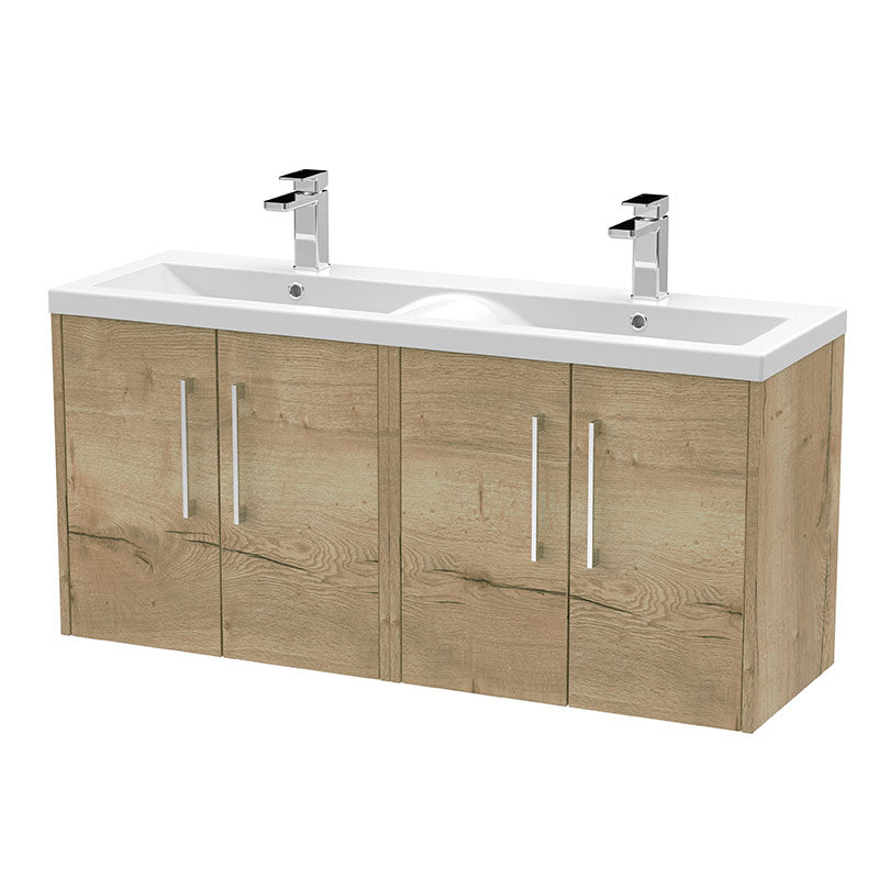 Hudson Reed Juno Wall Hung Four Door 1200mm Vanity & Double Vitreous China Basin (1 size, 5 colours) - Brand New Bathrooms