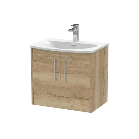 Hudson Reed Juno Wall Hung Double Door 600mm Vanity & Curved 1 Tap Hole Vitreous China Basin (1 size, 5 colours) - Brand New Bathrooms