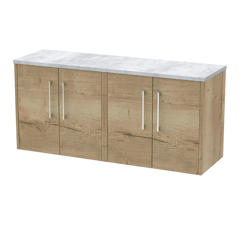 Hudson Reed Juno Wall Hung Four Door 1200mm Vanity & Grey Laminate Worktop (1 size, 5 colours) - Brand New Bathrooms