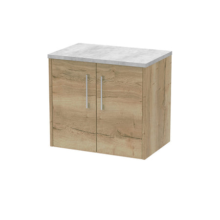 Hudson Reed Juno Wall Hung Double Door 600mm Vanity & Grey Laminate Top (1 size, 5 colours) - Brand New Bathrooms