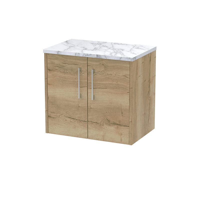 Hudson Reed Juno Wall Hung Double Door 600mm Vanity & Laminate Worktop (1 size, 5 colours) - Brand New Bathrooms