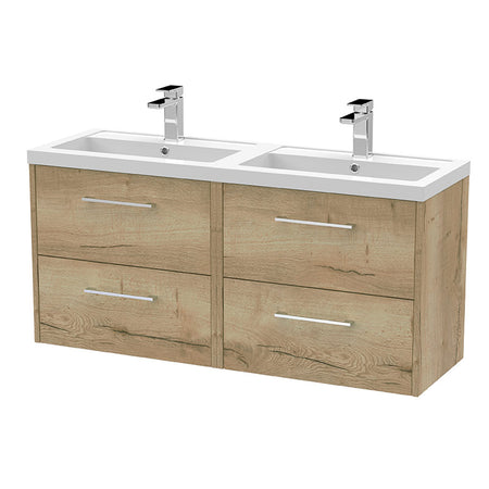 Hudson Reed Juno Wall Hung Four Drawer 1200mm Vanity & Double Polymarble Basin (1 size, 5 colours) - Brand New Bathrooms