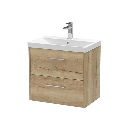 Hudson Reed Juno Wall Hung Double Drawer 600mm Vanity & Thin-Edge 1 Tap Hole Vitreous China Basin (1 size, 5 colours) - Brand New Bathrooms