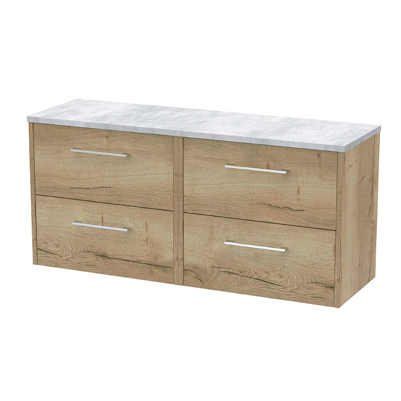 Hudson Reed Juno Wall Hung Four Drawer 1200mm Vanity & Grey Laminate Worktop (1 size, 5 colours) - Brand New Bathrooms