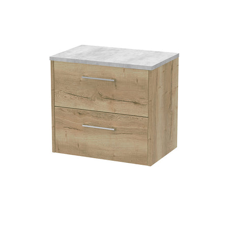 Hudson Reed Juno Wall Hung Double Drawer 600mm Vanity & Grey Laminate Top (1 size, 5 colours) - Brand New Bathrooms