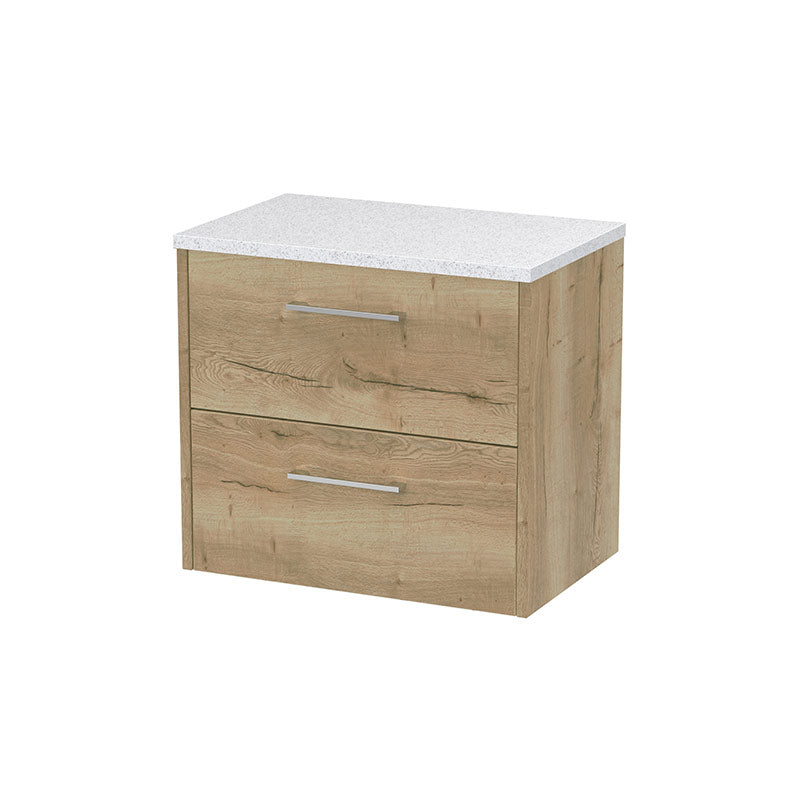 Hudson Reed Juno Wall Hung Double Drawer 600mm Vanity & White Laminate Top (1 size, 5 colours) - Brand New Bathrooms