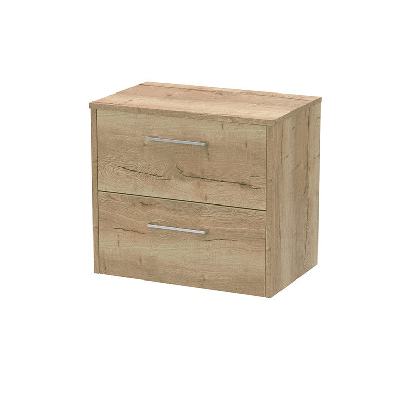 Hudson Reed Juno Wall Hung Double Drawer 600mm Vanity & Matching Worktop (1 size,5 colours) - Brand New Bathrooms