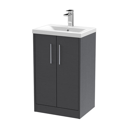Hudson Reed Juno Floor Standing Double Door 500mm Vanity & Mid-Edge Polymarble 1 Tap Hole Basin (1 size, 3 colours) - Brand New Bathrooms