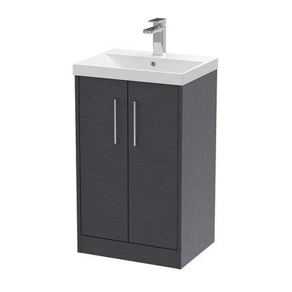 Hudson Reed Juno Floor Standing Double Door 500mm Vanity & Thin-Edge 1 Tap Hole Polymarble Basin (1 size, 3 colours) - Brand New Bathrooms