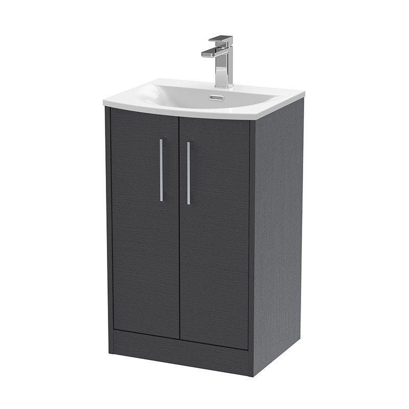 Hudson Reed Juno Floor Standing Double Door 500mm Vanity & Curved 1 Tap Hole Vitreous China Basin (1 size, 3 colours) - Brand New Bathrooms