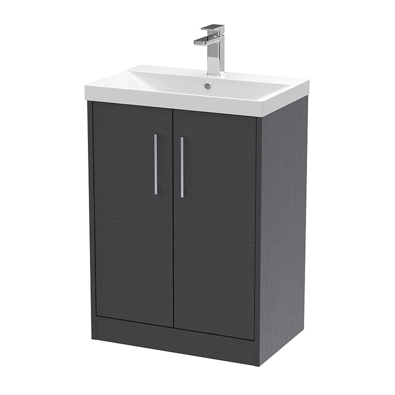 Hudson Reed Juno Floor Standing Double Door 600mm Vanity & Thin-Edge 1 Tap Hole Basin (1 size, 3 colours) - Brand New Bathrooms