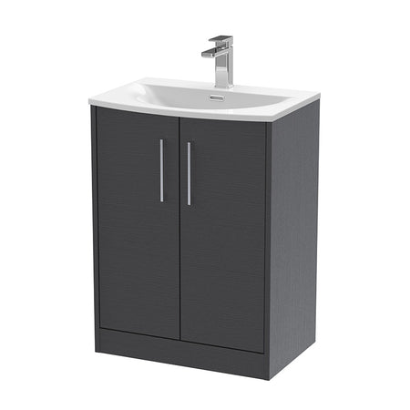 Hudson Reed Juno Floor Standing Double Door 600mm Vanity & Curved 1 Tap Hole Vitreous China Basin (1 size, 5 colours) - Brand New Bathrooms