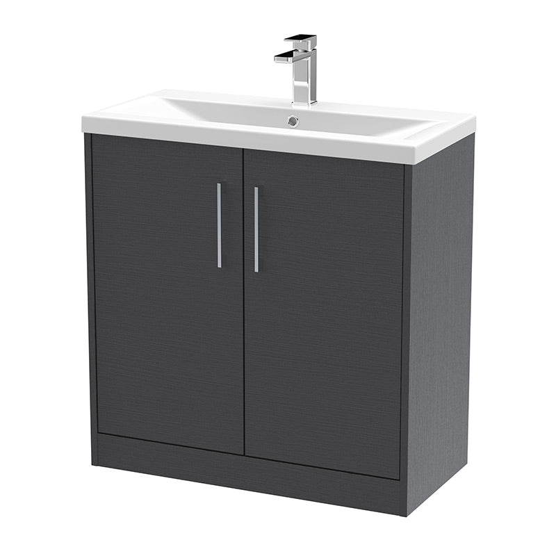 Hudson Reed Juno Floor Standing Double Door 800mm Vanity & Mid-Edge 1 Tap Hole Vitreous China Basin (1 size, 5 colours) - Brand New Bathrooms