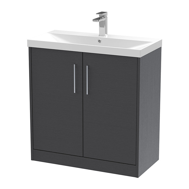 Hudson Reed Juno Floor Standing Double Door 800mm Vanity & Thin-Edge 1 Tap Hole Vitreous China Basin (1 size, 5 colours) - Brand New Bathrooms