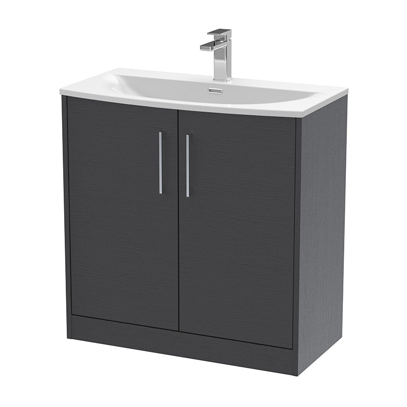 Hudson Reed Juno Floor Standing Double Door 800mm Vanity & Curved 1 Tap Hole Vitreous China Basin (1 size, 5 colours) - Brand New Bathrooms