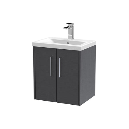 Hudson Reed Juno Wall Hung Double Door 500mm Vanity & Mid-Edge 1 Tap Hole Vitreous China Basin (1 size, 5 colours) - Brand New Bathrooms