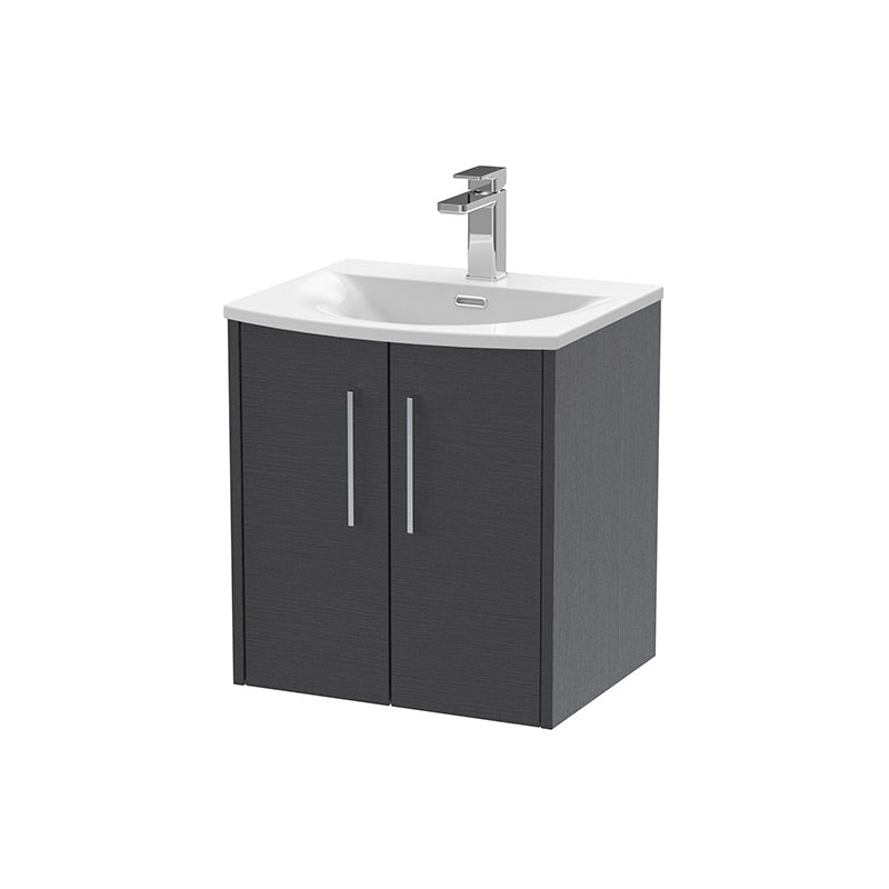 Hudson Reed Juno Wall Hung Double Door 500mm Vanity & Curved 1 Tap Hole Vitreous China Basin (1 size, 5 colours) - Brand New Bathrooms