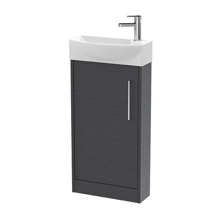 Hudson Reed Juno Compact Floor Standing Single Door 440mm Unit and 1 Tap Hole Ceramic Left Hand Basin (1 size, 5 colours) - Brand New Bathrooms