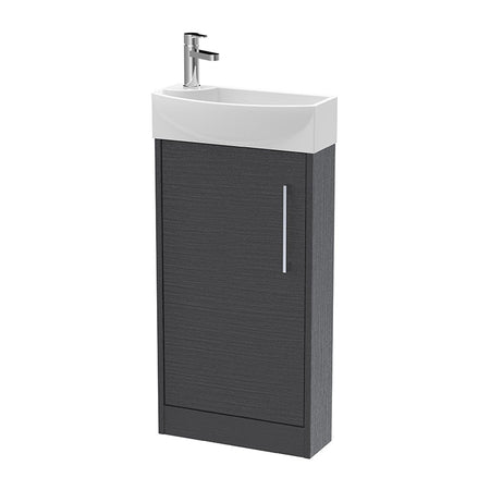 Hudson Reed Juno Compact Floor Standing Single Door 440mm Unit & 1 Tap Hole Ceramic Right Hand Basin (1 size, 5 colours) - Brand New Bathrooms