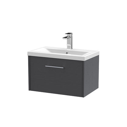 Hudson Reed Juno Wall Hung Single Drawer 600mm Vanity & Mid-Edge 1 Tap Hole Vitreous China Basin (1 size, 5 colours) - Brand New Bathrooms