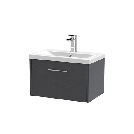 Hudson Reed Juno Wall Hung Single Drawer 600mm Vanity & Mid-Edge 1 Tap Hole Vitreous China Basin (1 size, 5 colours) - Brand New Bathrooms