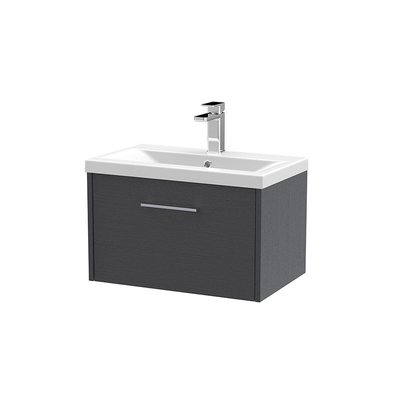 Hudson Reed Juno Wall Hung Single Drawer 600mm Vanity & Mid-Edge 1 Tap Hole Vitreous China Basin (1 size, 5 colours) - Brand New Bathrooms