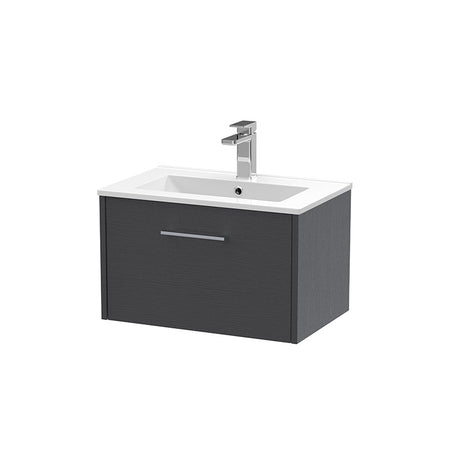 Hudson Reed Juno Wall Hung Single Drawer 600mm Vanity & Minimalist 1 Tap Hole Vitreous China Basin (1 size, 5 colours) - Brand New Bathrooms