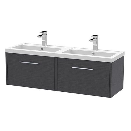 Hudson Reed Juno Wall Hung Double Drawer 1200mm Vanity & Double Polymarble Basin (1 size, 5 colours) - Brand New Bathrooms
