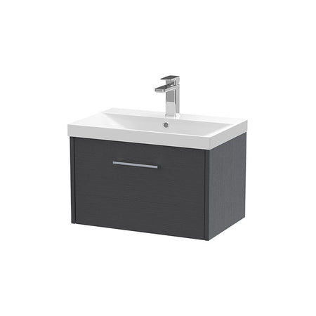 Hudson Reed Juno Wall Hung Single Drawer 600mm Vanity & Thin-Edge 1 Tap Hole Vitreous China Basin (1 size, 5 colours) - Brand New Bathrooms
