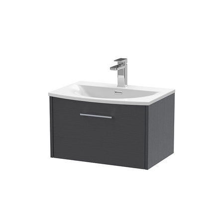 Hudson Reed Juno Wall Hung Single Drawer 600mm Vanity & Curved 1 Tap Hole Vitreous China Basin (1 size, 5 colours) - Brand New Bathrooms