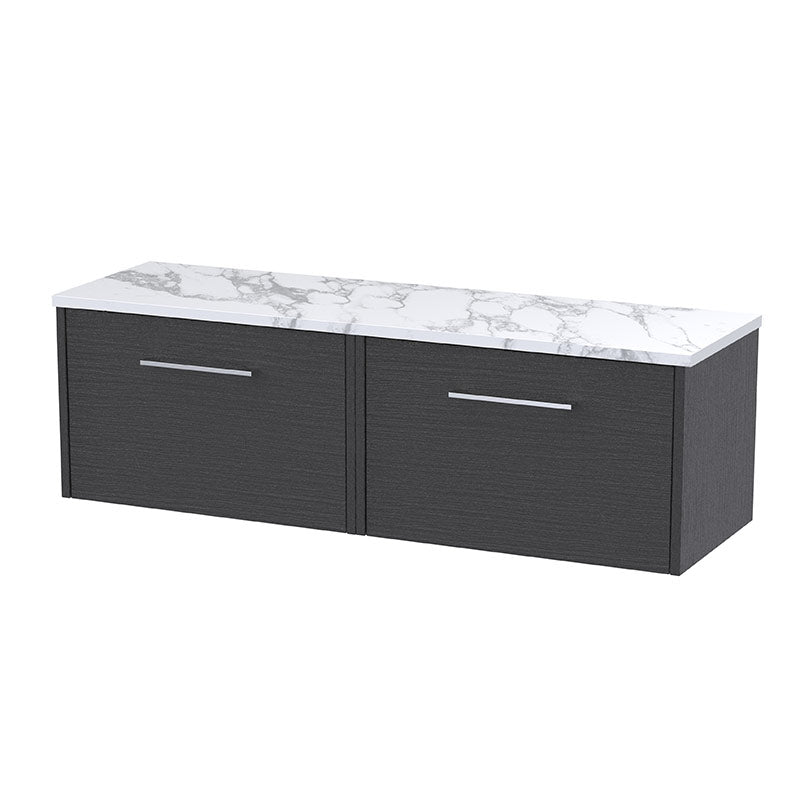 Hudson Reed Juno Wall Hung Double Drawer Vanity & Laminate Worktop (1 size, 5 colours) - Brand New Bathrooms