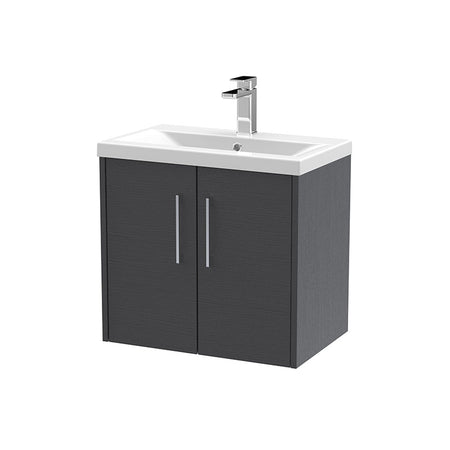 Hudson Reed Juno Wall Hung Double Door 600mm Vanity & Mid-Edge 1 Tap Hole Vitreous China Basin (1 size, 5 colours) - Brand New Bathrooms