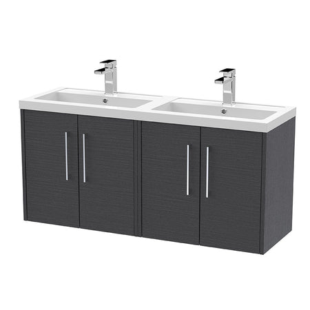 Hudson Reed Juno Wall Hung Four Door 1200mm Vanity & Double Polymarble Basin (1 size, 5 colours) - Brand New Bathrooms