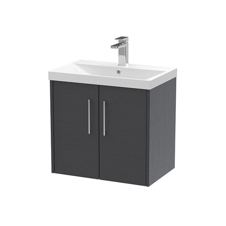 Hudson Reed Juno Wall Hung Double Door 600mm Vanity & Thin-Edge 1 Tap Hole Vitreous China Basin (1 size, 5 colours) - Brand New Bathrooms