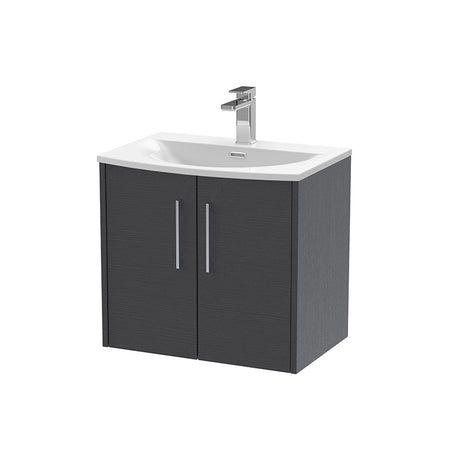 Hudson Reed Juno Wall Hung Double Door 600mm Vanity & Curved 1 Tap Hole Vitreous China Basin (1 size, 5 colours) - Brand New Bathrooms