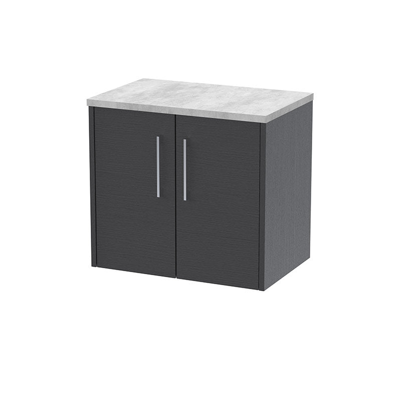 Hudson Reed Juno Wall Hung Double Door 600mm Vanity & Grey Laminate Top (1 size, 5 colours) - Brand New Bathrooms